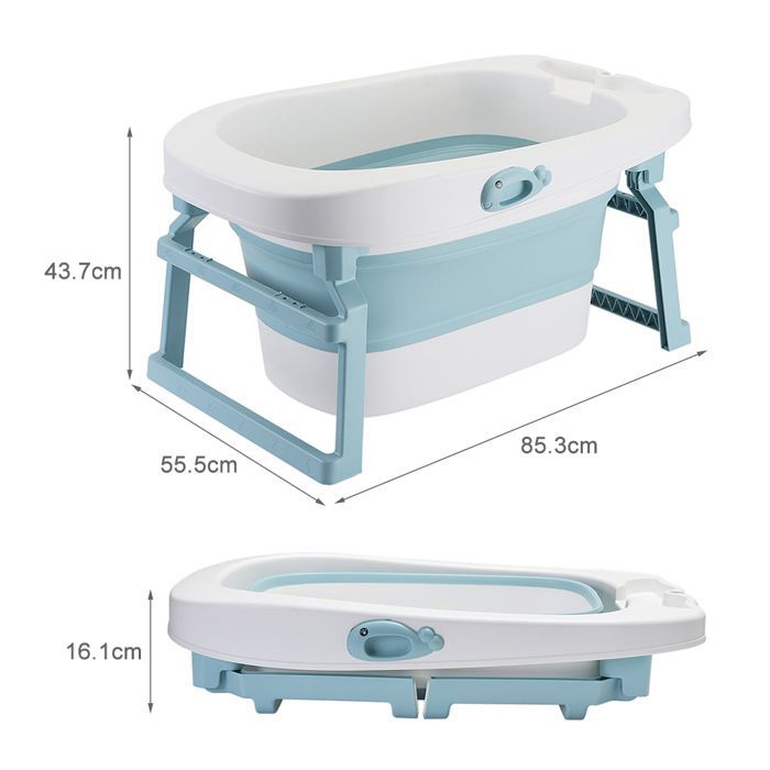 Baignoire Pliable Bébé Enfant 3 en 1 - YIS - Bleu - Alarme de température intelligente