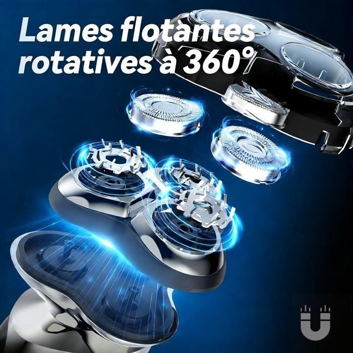 Rasoio elettrico da uomo 7 in 1, rasoio elettrico con display a LED, taglia barba senza fili, tagliacapelli con base