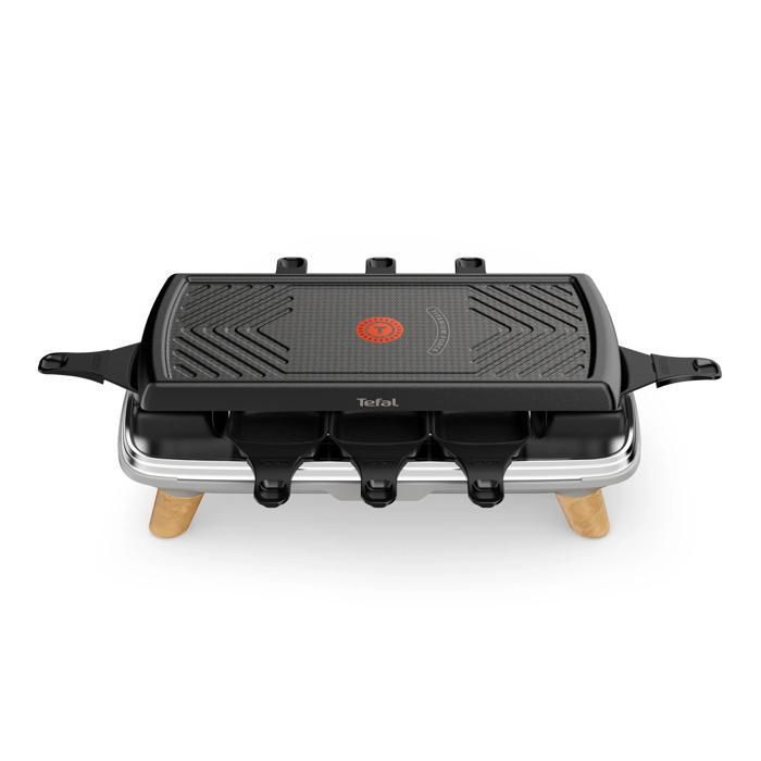TEFAL GOURMET raclette gril plancha 8 coupelles extra profondes plus de gourmandise grise RE610D12