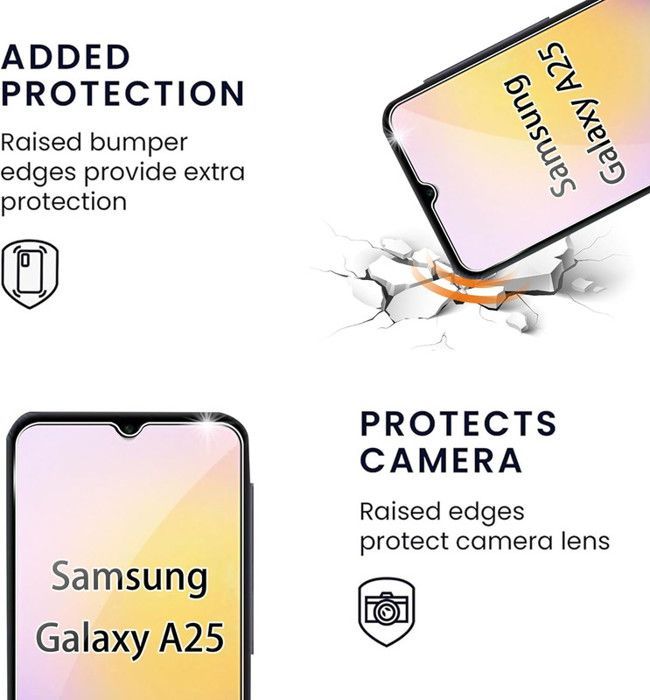 Lot de 2 Verres Trempés Pour Samsung Galaxy A25 5G, M34 5G .Protection d'écran Transparent - Anti Rayures
