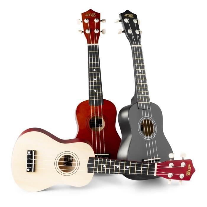 Max UKEY - Pacote com Ukulele e Acessórios - Marrom, cordas de nylon, afinador digital, 2 palhetas e capa para transporte.