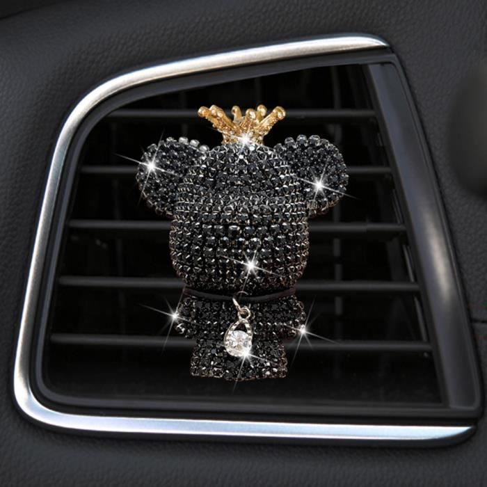 Ambientador - OMABETA - Decoración para el interior del coche - Aroma - Diamantes de imitación - Oso negro