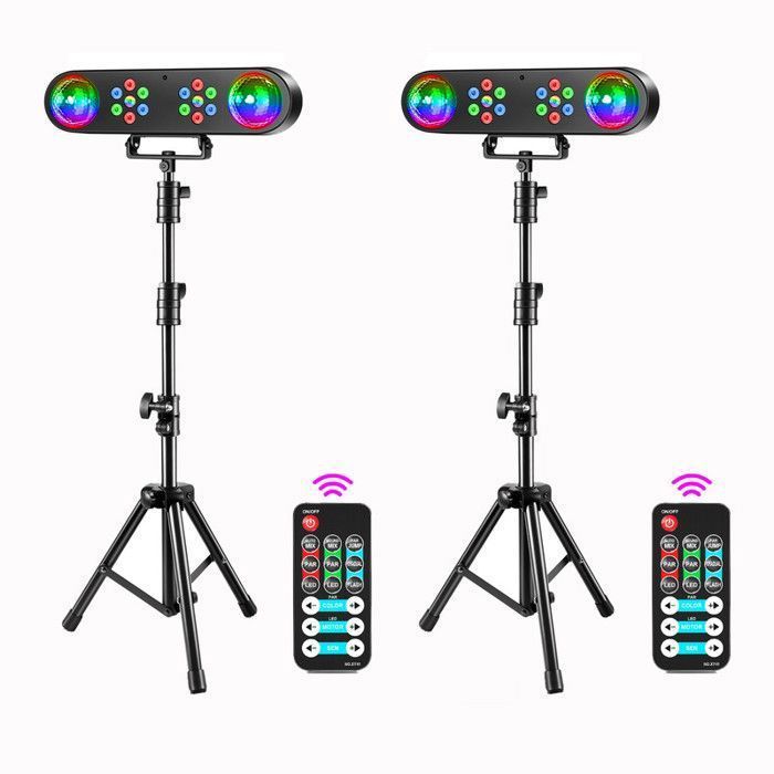 Jeux de Lumiere DJ - JAJALUYA Support De Lumières Avec Plusieurs Effets A LED - 2 boule disco et 14 LEDs 2PCS