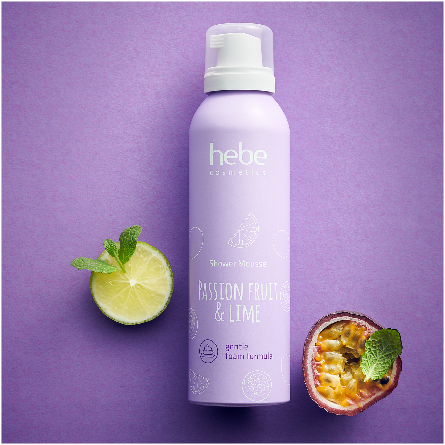 Hebe Cosmetics Spumă de duș cu fructul pasiunii și lime