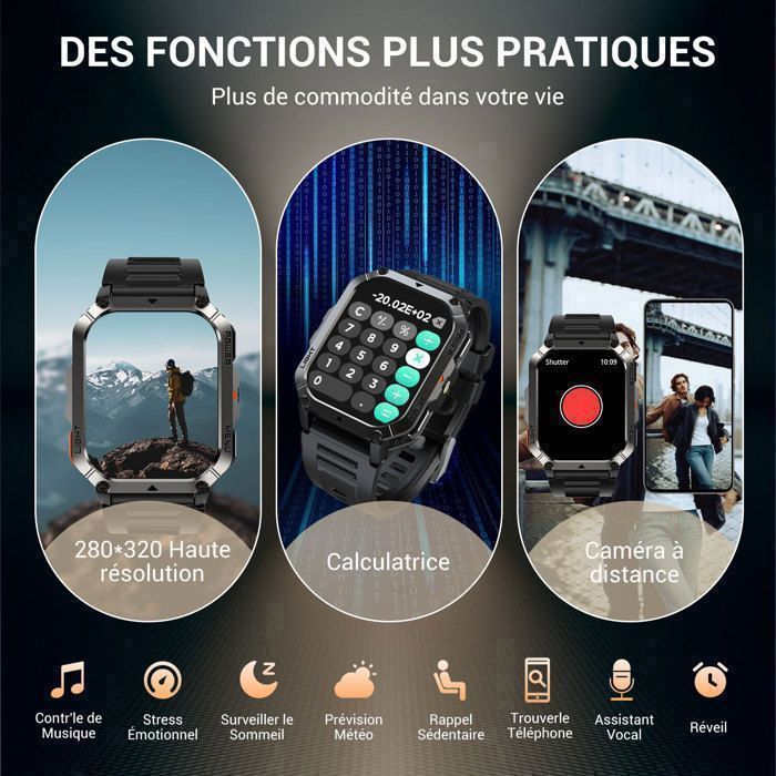Blackview Montre Connectée Homme 900mAh Appel Bleutooth 2.01