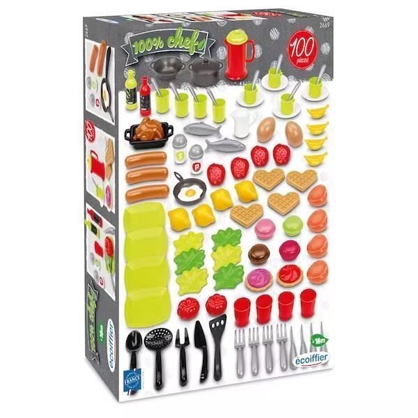 100-piece play kitchen set - ECOIFFIER - 100% Chef Collection - Ages 18 months and up