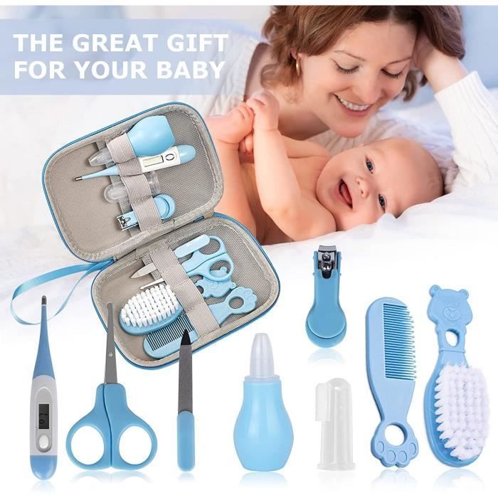 Kit de cuidado para bebés de 8 piezas para recién nacidos, set de artículos de aseo personal para la comodidad del bebé, lima de uñas y otros accesorios para viajes/hogar.