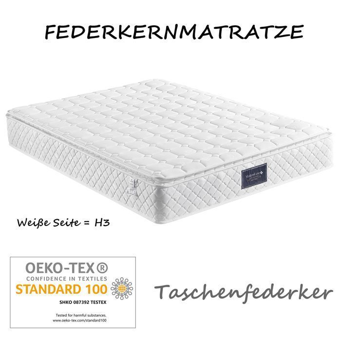 Lit coffre Lit LED Lit 140x190 cm avec sommier  lit lit simple revêtement synthétique blanc avec matelas