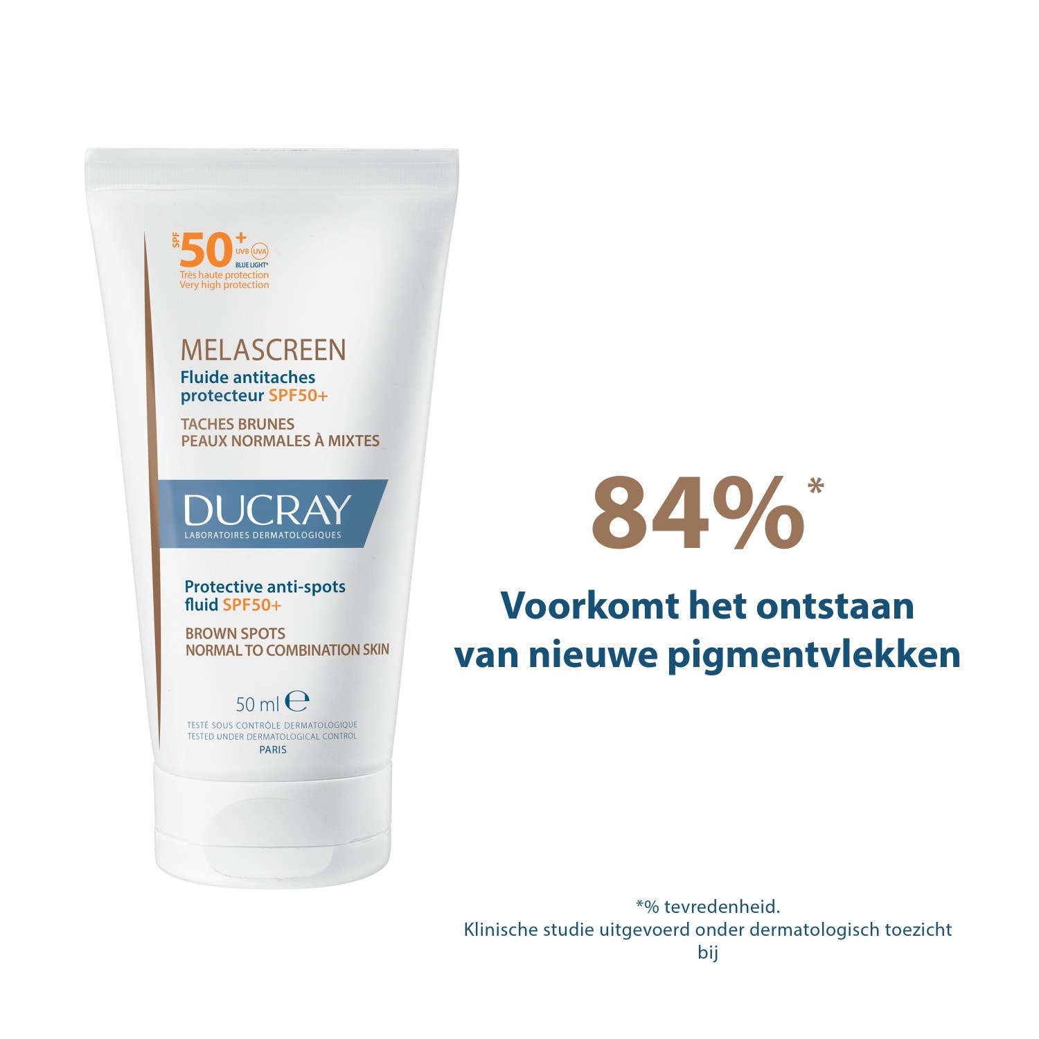 „Ducray“ pigmentinių dėmių kremas MELASCREEN apsauginis skystis nuo pigmentinių dėmių SPF 50+ - 50 ml