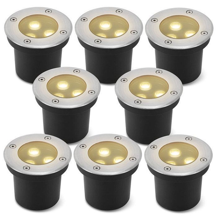 x 3W In-Ground Lights, LED Bulb Included, Outdoor Lights, Integrated Floodlights, IP65, LED Ground Lights