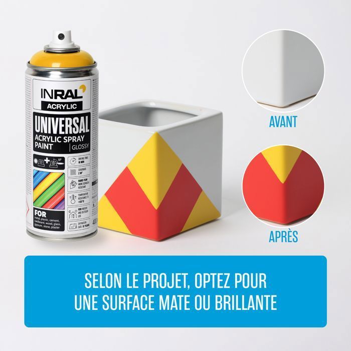 Peinture acrylique aérosol INRAL RAL5010 bleu gentiane brillant – séchage rapide, protection durable intérieur/extérieur – 400 ml