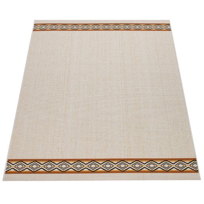 Alfombra de exterior para terraza y balcón, estampado geométrico, moderna, beige [120x170 cm]