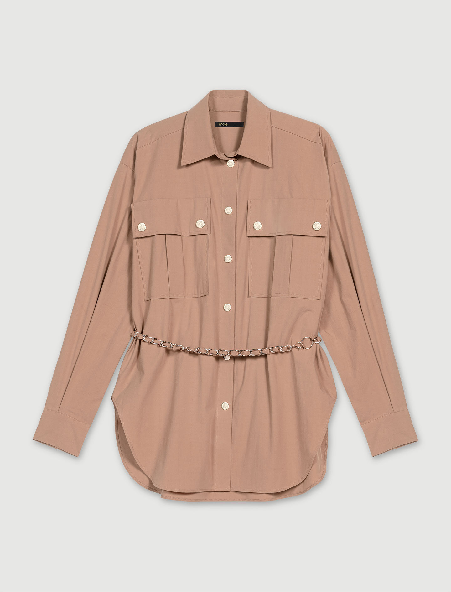 Lange blouse met riem - Beige