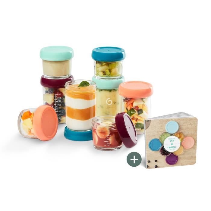 Babymoov Glass Baby Bowls - Multiset - Airtight Storage Containers 4x100ml + 4x220ml