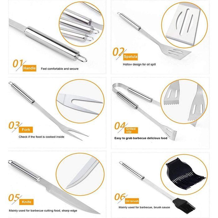 Utensilios de acero inoxidable para barbacoa - Juegos de utensilios para barbacoa - Accesorios para barbacoa - Tenedores para barbacoa