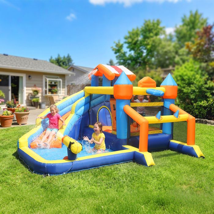 AIYAPLAY Inflatable Castle - 8 in 1 - slide, trampoline, pool and blower - Oxford fabric - 350 x 325 x 210 cm - multicoloured