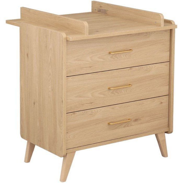 Conjunto de dormitorio infantil Trio: cuna de 120 x 60 cm + cómoda de 3 cajones + armario en roble liso - Arty - SAUTHON