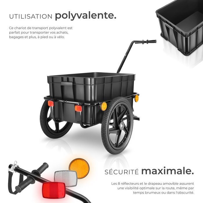 Bicycle trailer - TECTAKE - Multifunctional Cargoxpress trailer with removable box, profiled tires and ball bearings