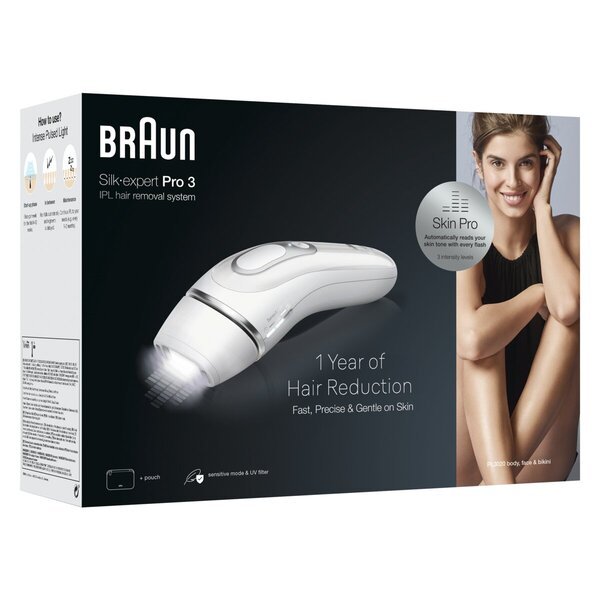 Braun IPL Silk-Expert Pro 3 PL3020 уређај за уклањање длачица светлом бојом<br>бела, сребрна