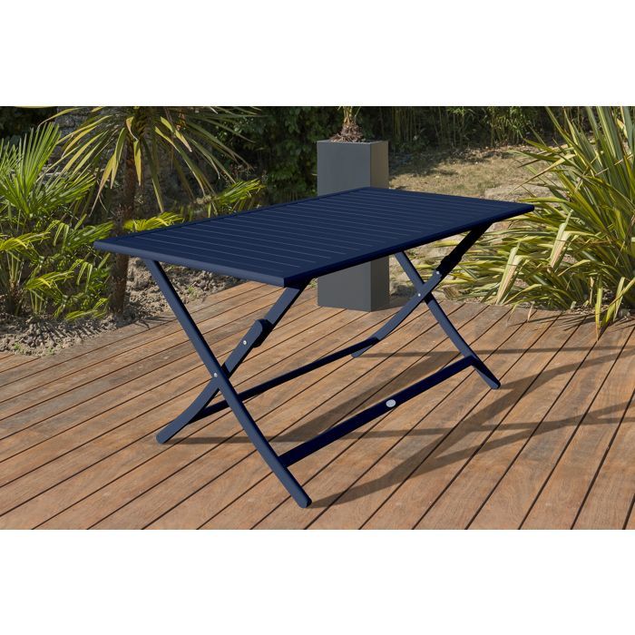 Aluminium tuinset voor 4 personen - Marineblauw