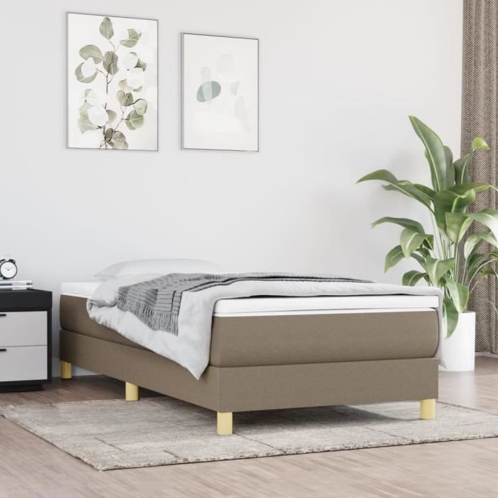 Base letto in tessuto color tortora 90x200 cm con molle - SALALIS - DP25016