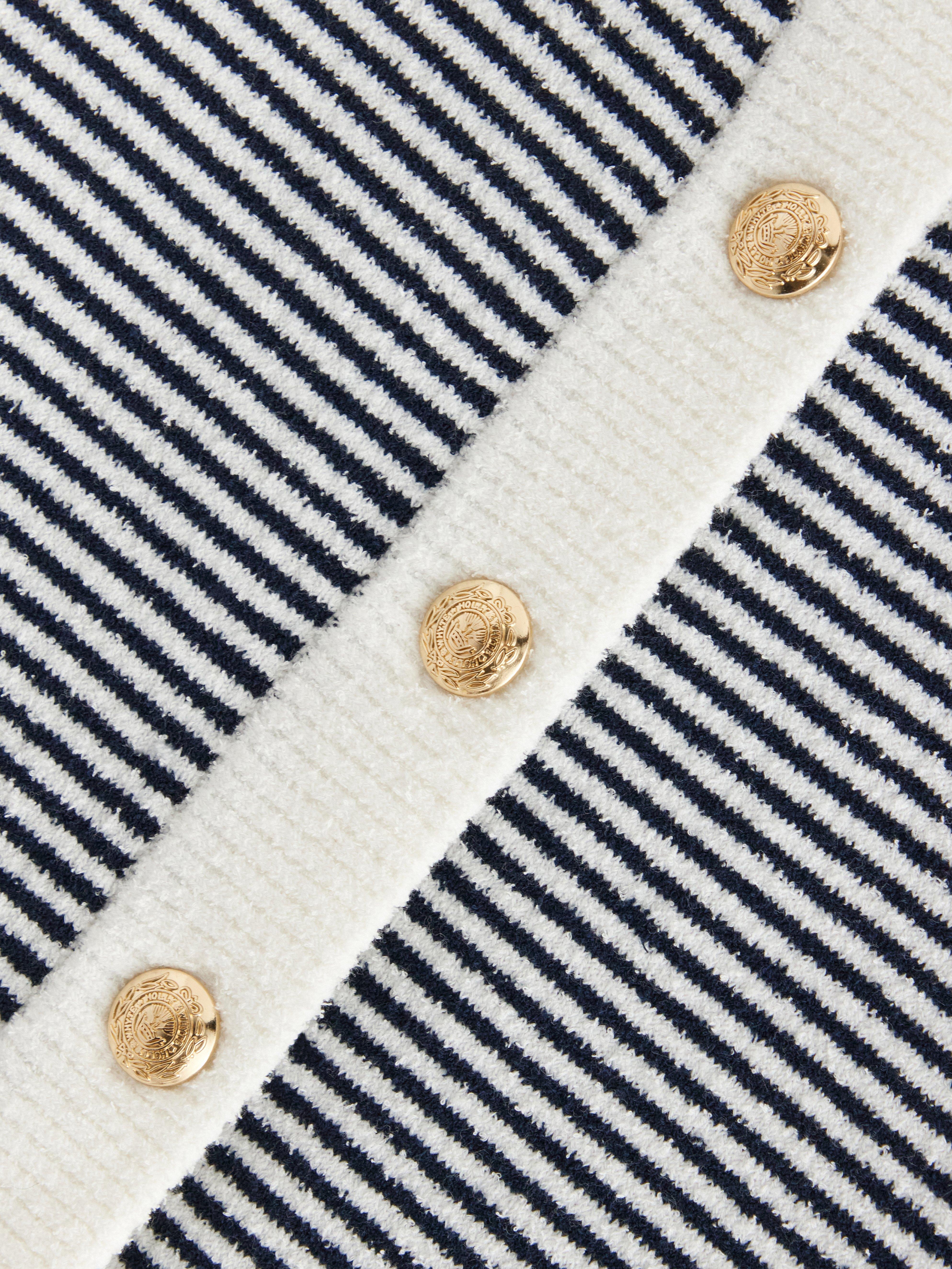 Finstickad vest donkerblauw