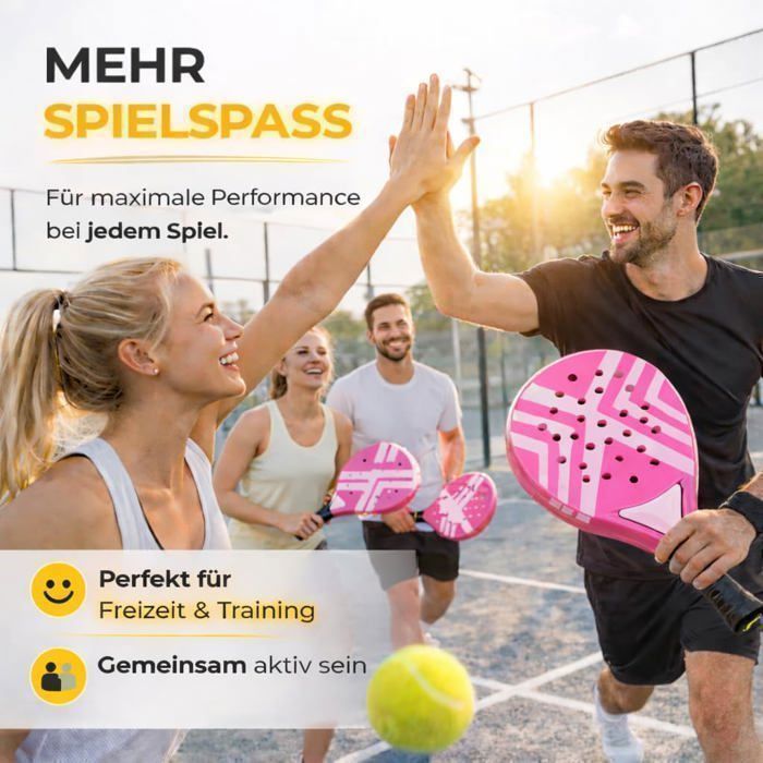Set de raquettes de padel – Pour adultes professionnelle Raquettes de padel de haute qualité pour débutants & joueurs avancés (rose)