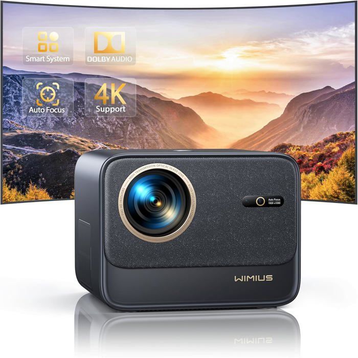 Vidoprojecteur 4K WiFi Bluetooth - SUTEO - Certifié Netflix/Dolby - WiMiUS K9 - 35000 Lumens - Mise au point automatique