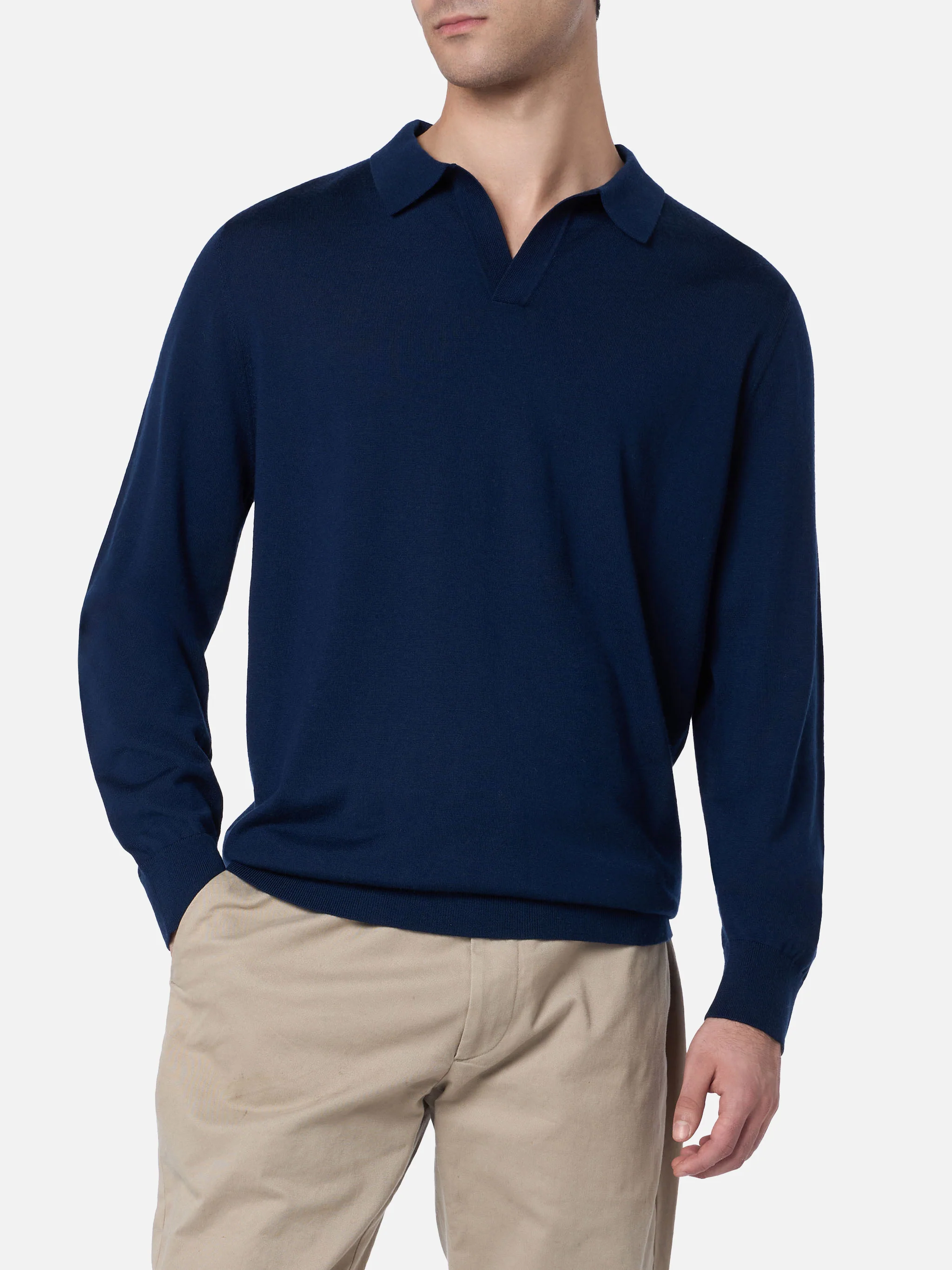 Covent herenpoloshirt van marineblauwe merinowol