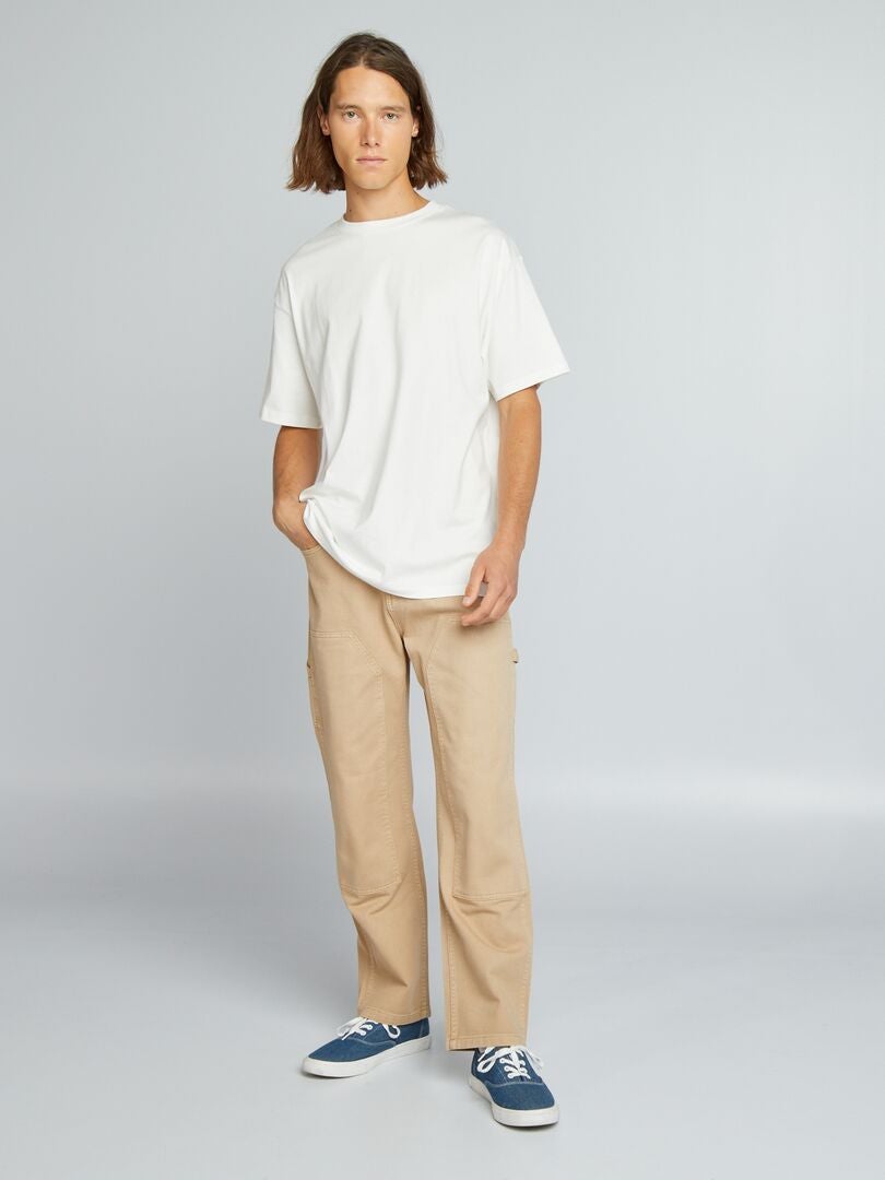 Jeansy Straight Jeans - - BEŻOWE
