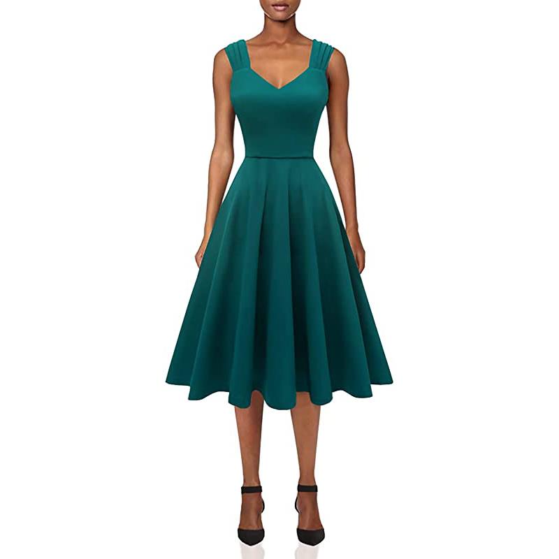Robe de thé pour femme, idéale pour un cocktail vintage, robe trapèze sobre, pour l'église ou un bal de promo.
