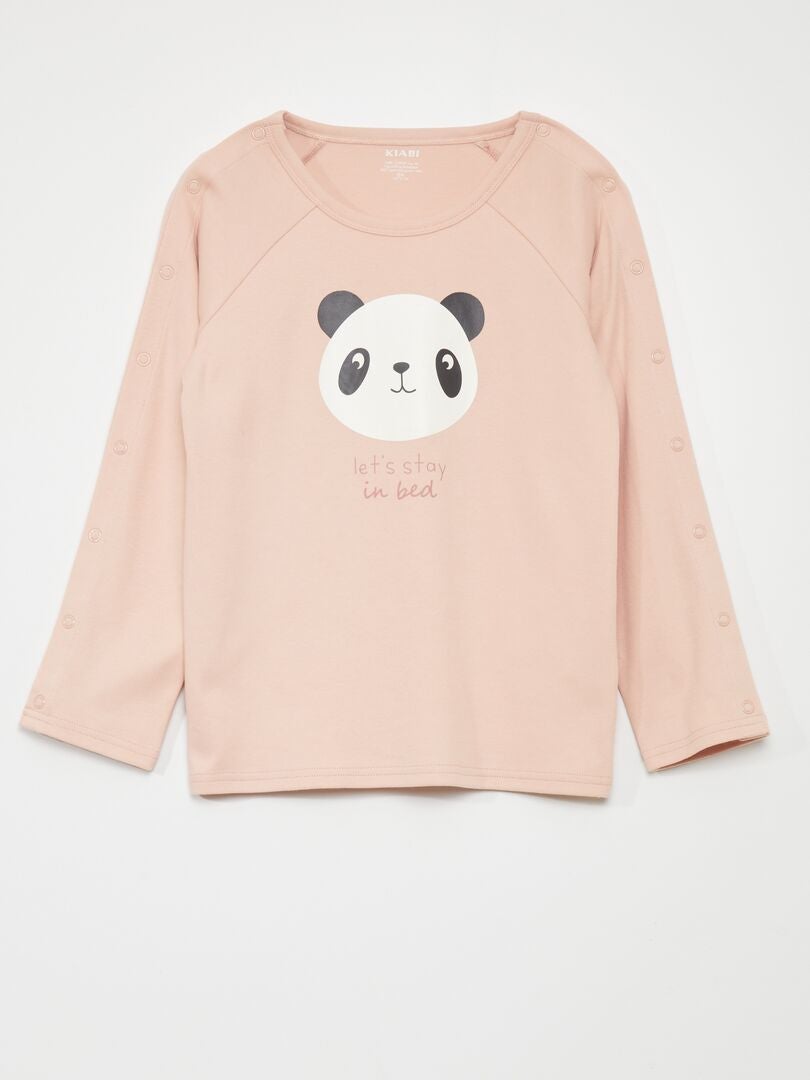 Camiseta de manga comprida com botões de pressão - Super fácil - ROSA