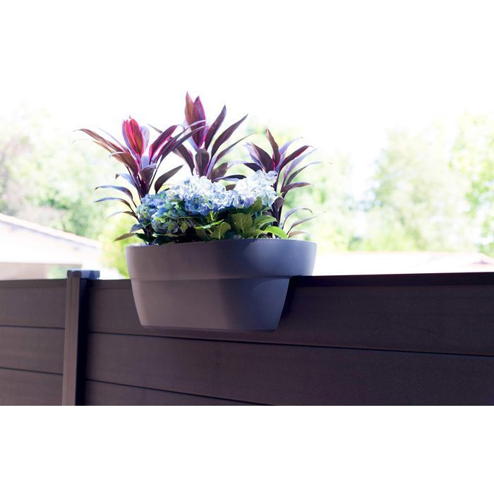 Macetero - EDA - Cavalière OSAKA 19,5 L - 56 x 30,1 x H.20,6 cm - Gris antracita - Para balcones y barandillas