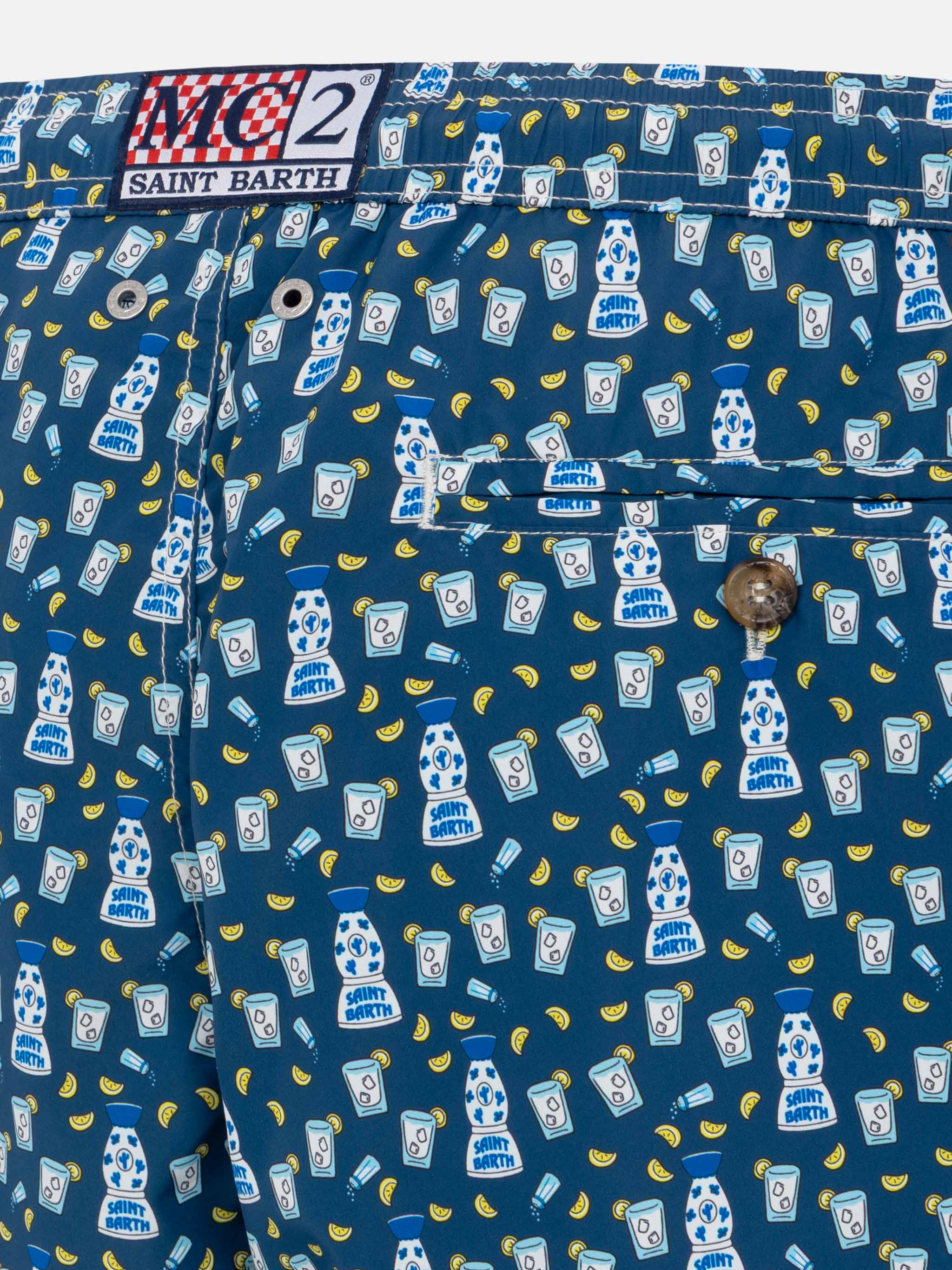 Zwempak met een oplichtende look, gemaakt van lichtgewicht stof met een tequila-print.