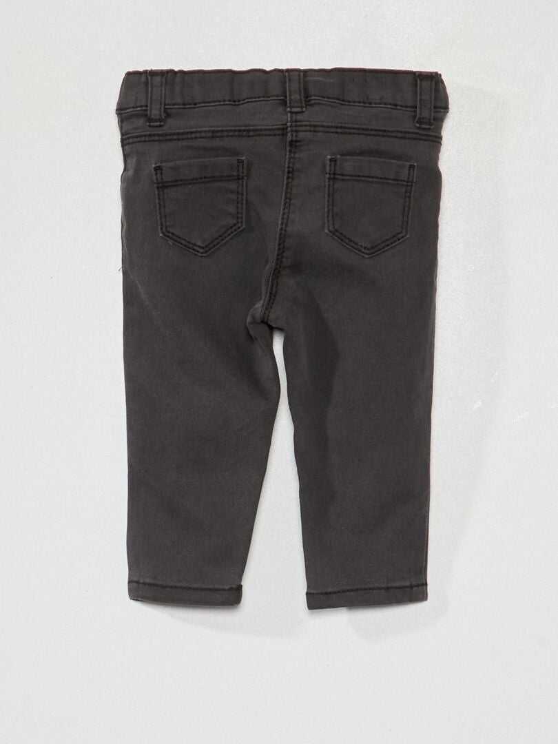 Calça jeans slim stretch com cintura ajustável - PRETA