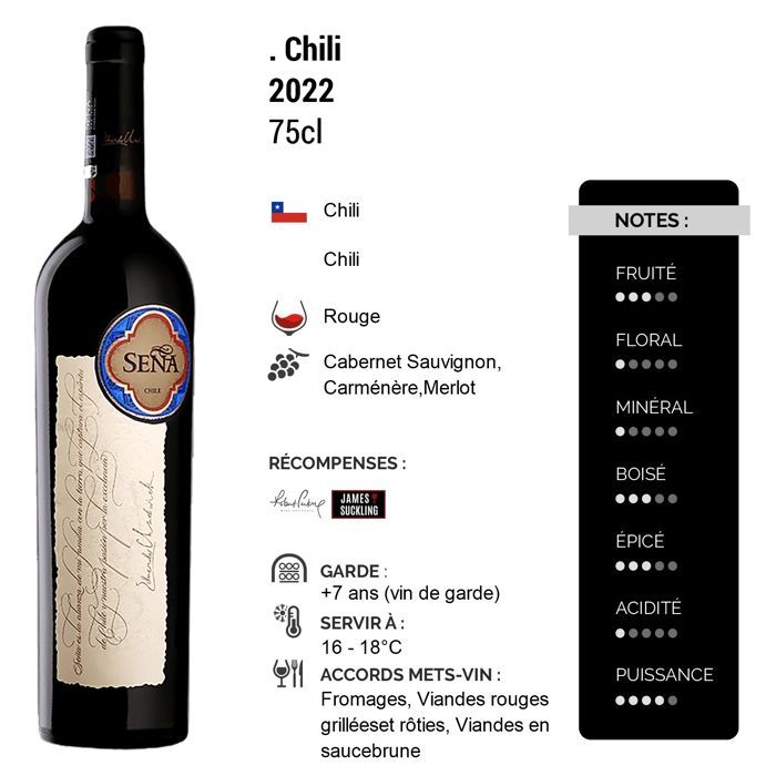 Domaine Sena Chili Vina Sena 2022 - Vin Rouge du Chili (75cl)