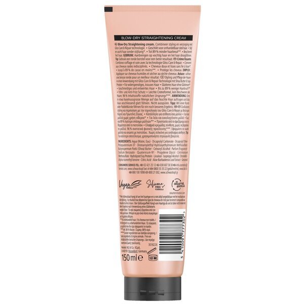 Taft x Gliss Sleeky Smooth krema za ravnanje kose 150 ml
