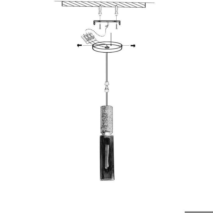 WOTTES Lustre Industriel Rétro En Maille Avec Abat-Jour En Fer Noir, Simple Moderne Nordique Suspension En Ciment, 6.5*35cm, 1pcs