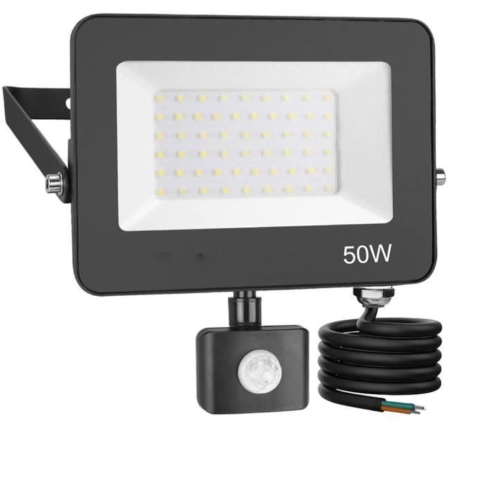 Foco LED exterior de 50 W con sensor de movimiento - Luz blanca fría - Resistencia al agua IP66