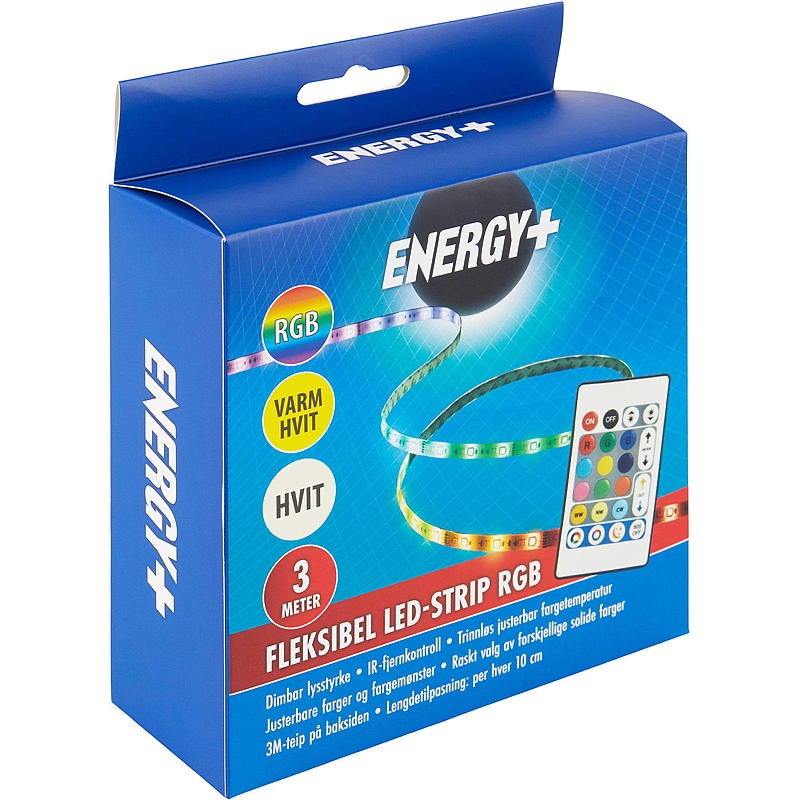 Energi LED-stripe 3 m Multi varmhvit hvit, IP20