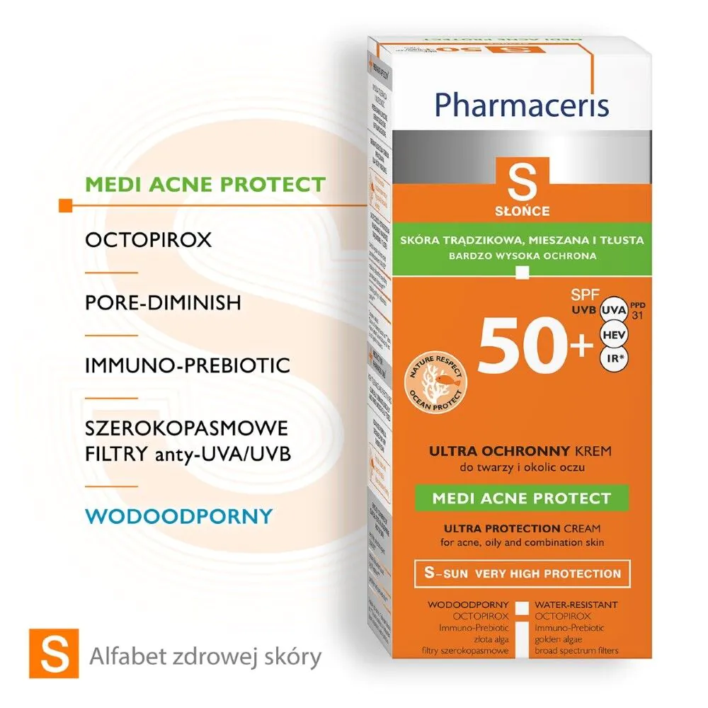 Pharmaceris S krem ochronny dla skóry trądzikowej, mieszanej i tłustej SPF50+
