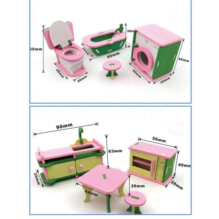 49 Pcs 11 Ensembles Bebe En Bois Meubles Poupees Maison Miniature Enfant Jouets Jouets Cadeaux