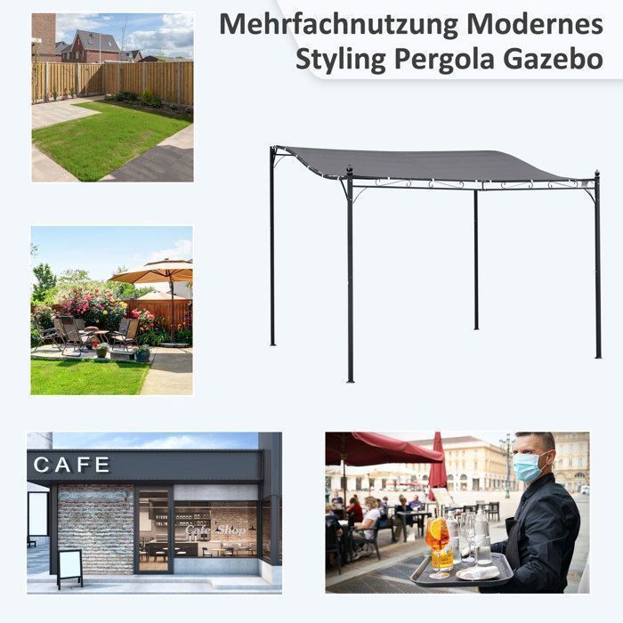Abri de jardin en métal gris 297x297 cm pour terrasse, balcon ou jardin.