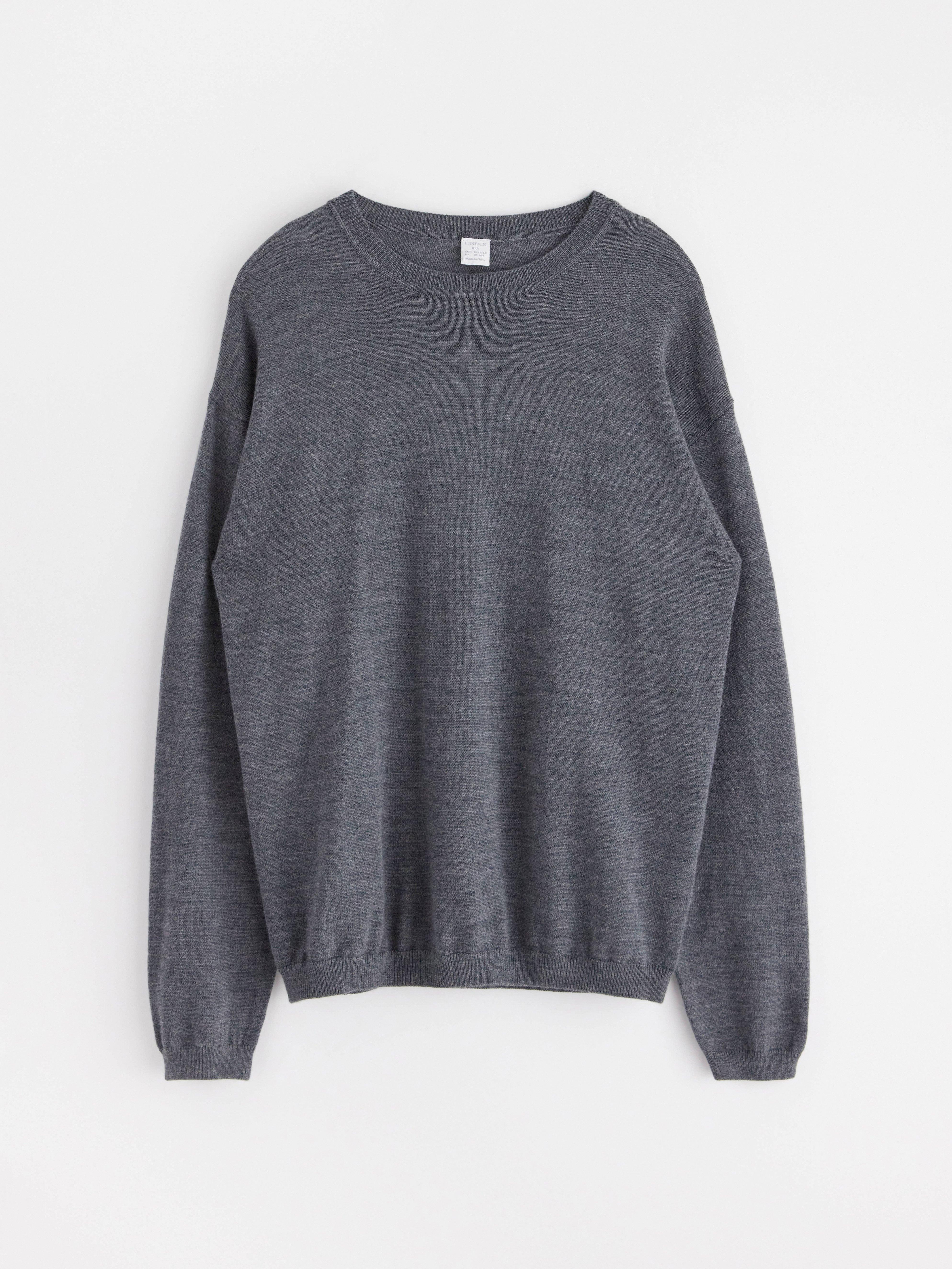 Jersey de punto fino de lana merino gris oscuro jaspeado