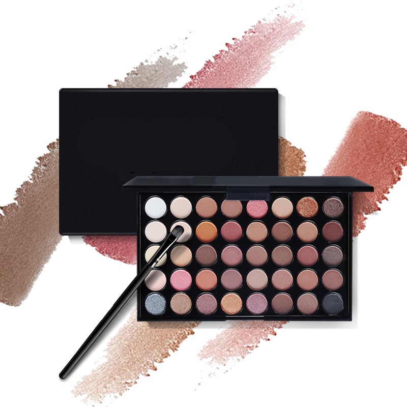 Palette de fards à paupières, 40 couleurs mates et scintillantes, poudre pigmentée, teintes naturelles chaudes et pailletées