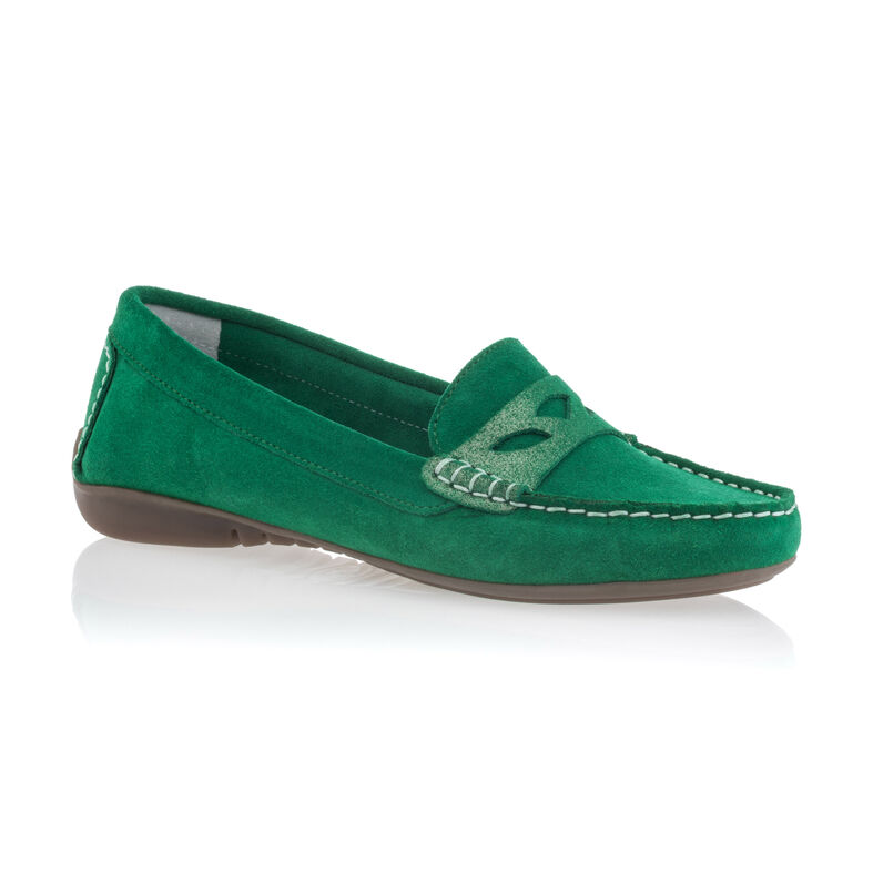 Grüne Damen-Loafer/Bootsschuhe