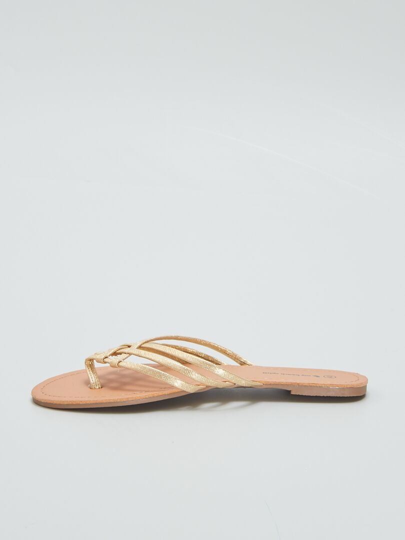 Lage gouden sandalen - BEIGE