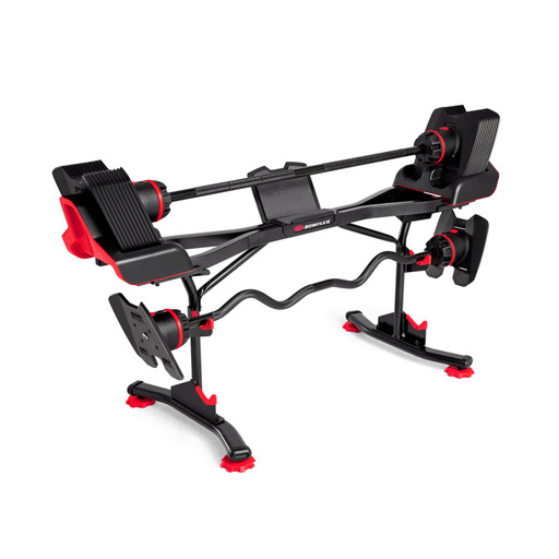  Stojan na činky a kladky Bowflex s nosičom médií