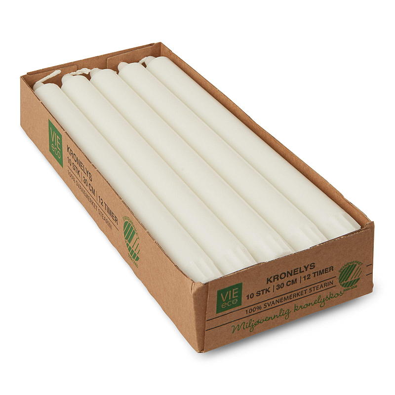 Candele Vie Eco Crown, confezione da 10, 30 cm, 100% cera bianca