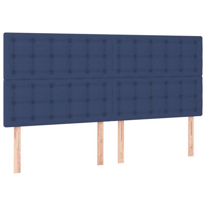 Estructura de cama vidaXL con cabecero, azul, 200 x 200 cm, tela, 3125411